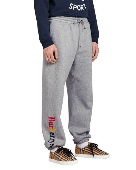 burberry rainbow embroidered logo cotton sweatpants|burberry rainbow track pants men.